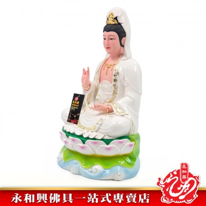 12寸觀音白衣彩蓮-WING WOH HING