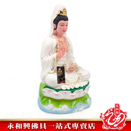 12寸觀音白衣彩蓮-WING WOH HING