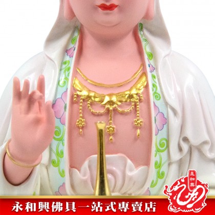 永和興13寸坐觀音淡彩色-WING WOH HING
