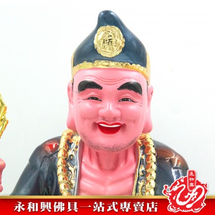 永和興16寸濟公坐石灰衣珍珠彩/濟公神像/濟公濟公/坐石濟公/神像-JI GONG